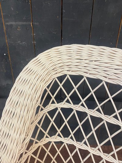  Ensemble De 10 Fauteuils De Véranda En Rotin Circa 1970/1980 Tres Bon état d'Usage 