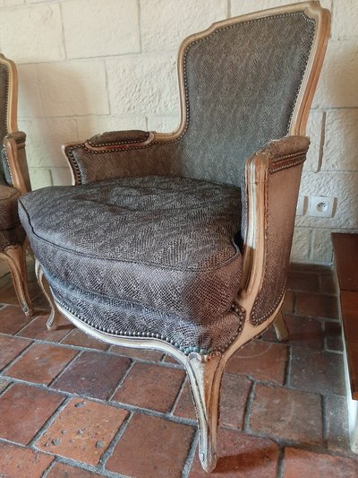 Coppia di Bergères in stile Luigi XV - Metà del XIX secolo
