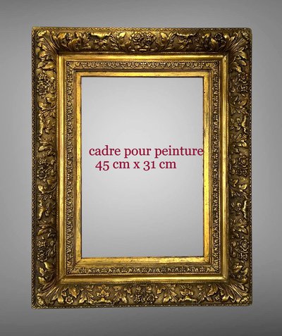 ANTIQUE WOODEN AND GOLD STUCCO FRAME FOR PAINTING 45 cm x 31 cm
