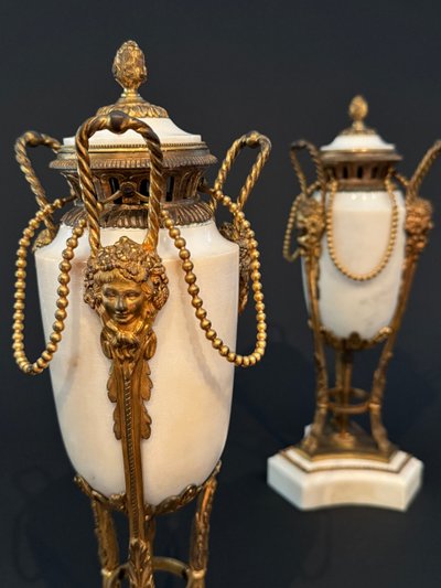Pair of large Louis XVI period incense burners.