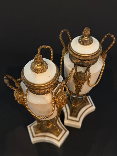 Pair of large Louis XVI period incense burners.