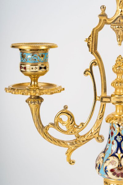 A gilt bronze and cloisonné enamel set, late 19th century