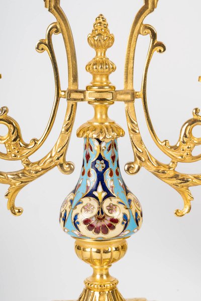 A gilt bronze and cloisonné enamel set, late 19th century