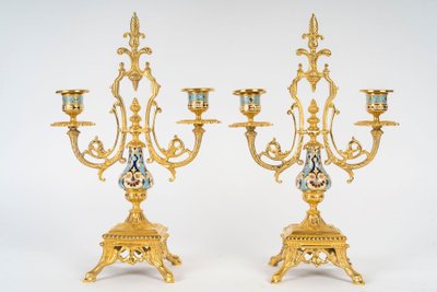 A gilt bronze and cloisonné enamel set, late 19th century