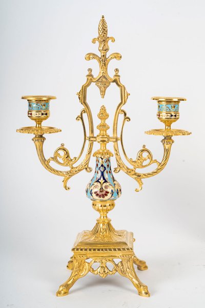 A gilt bronze and cloisonné enamel set, late 19th century