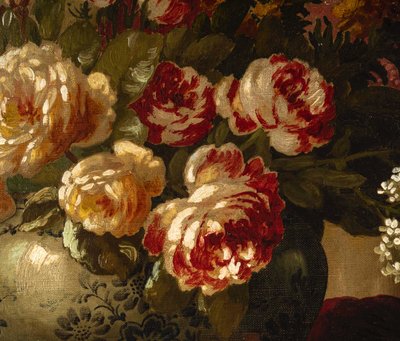 Un tableau de fleurs huile sur toile, fin XIXème siècle