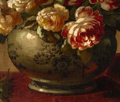 Un tableau de fleurs huile sur toile, fin XIXème siècle