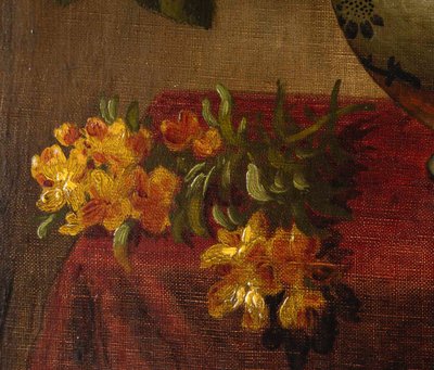 Un tableau de fleurs huile sur toile, fin XIXème siècle