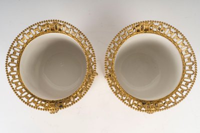 Pair of porcelain and gilt bronze planters, late 19th century