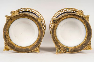 Pair of porcelain and gilt bronze planters, late 19th century