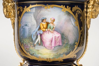 Pair of porcelain and gilt bronze planters, late 19th century