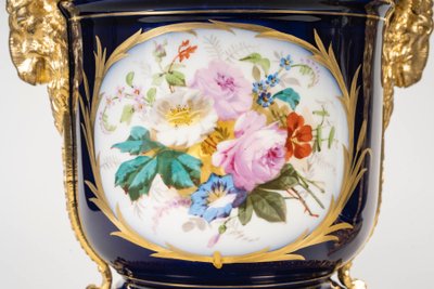 Pair of porcelain and gilt bronze planters, late 19th century