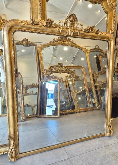 Louis Philippe mirror with gold leaf gilded cartouche 130*147cm