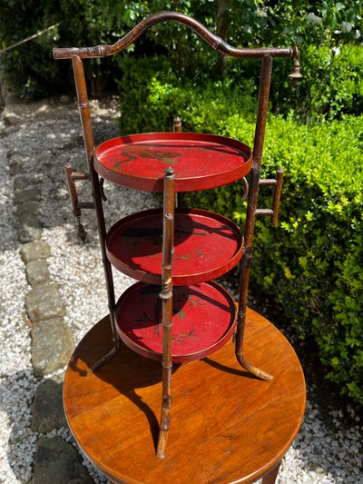 Sgabello cinese in bambù e laccato, fine XIX, inizio XX secolo