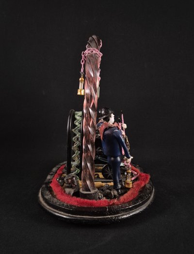 Diorama En Verre Les Mineurs Travail d'Art Populaire