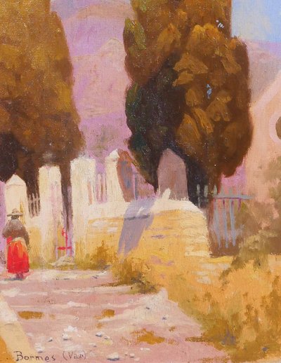 Charles LIEBERT Bormes-les-mimosas, chapelle Saint-François, tableau, vers 1910-20 Var paysage
