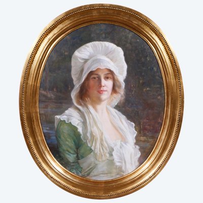 Tony Faivre 1830-1905 Portrait de Charlotte Corday, tableau, vers 1870-80 Révolution roi royal