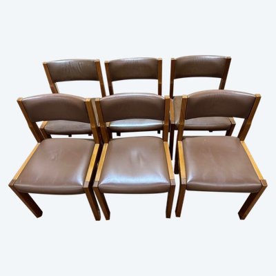 Series of 6 chairs in the Taste of Recaain Leather Assizes