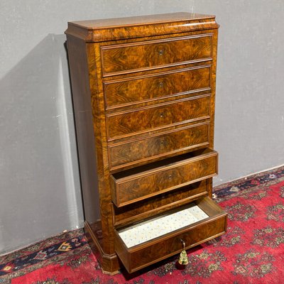 Splendide commode en ronce de noyer du XIXe siècle