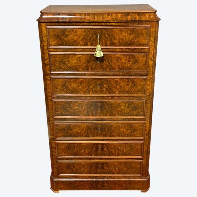 Splendide commode en ronce de noyer du XIXe siècle