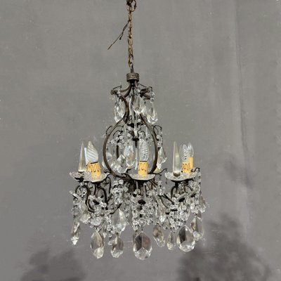Antico Lampadario Liberty con pendenti