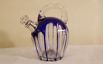 Brocca in cristallo e argento, cristallo di Boemia, XIX secolo 
