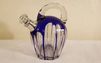 Brocca in cristallo e argento, cristallo di Boemia, XIX secolo 