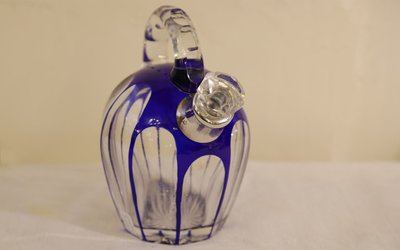 Brocca in cristallo e argento, cristallo di Boemia, XIX secolo 