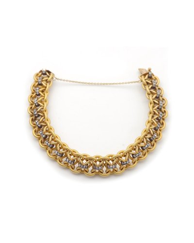 Bracciale Napoleone III in diamanti in oro 18k, diamanti taglio rosa, bracciale antico francese 