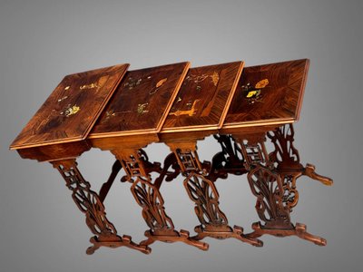 SERIES OF 4 JAPANESE-STYLE NESTING TABLES ATTRIBUTED TO "DAI-NIPPON 1889" IN PARIS