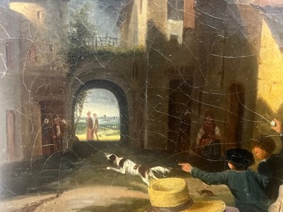 tableau XIX ème siècle Théophile DUVERGER 1821-1898 scène de genre enfants Bordeaux Ecouen huile 