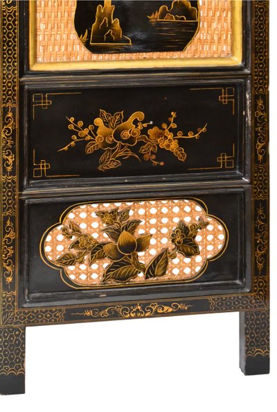 Paravento a quattro pannelli in stile giapponese con decorazione floreale 