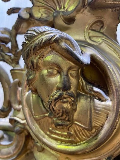 Napoleon III era mirror with a pediment with the gold leaf