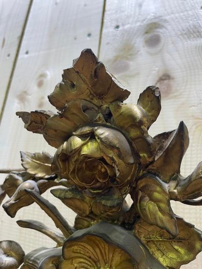 Napoleon III era mirror with a pediment with the gold leaf