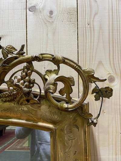 Napoleon III era mirror with a pediment with the gold leaf