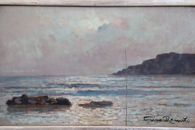 Italienischer Künstler, Landschaft, Ölgemälde an Bord, 1933