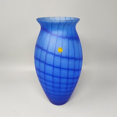 1970s Luxury Blue Handrafted Vase in Murano Glass by Artelinea. Made in Italy
