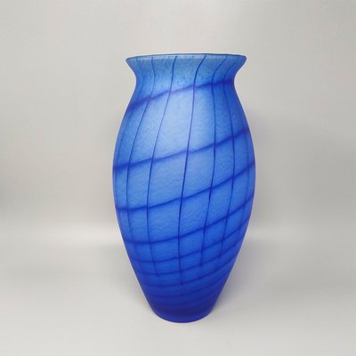1970s Luxury Blue Handrafted Vase in Murano Glass by Artelinea. Made in Italy