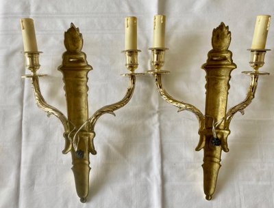Paire d'appliques en bronze doré
