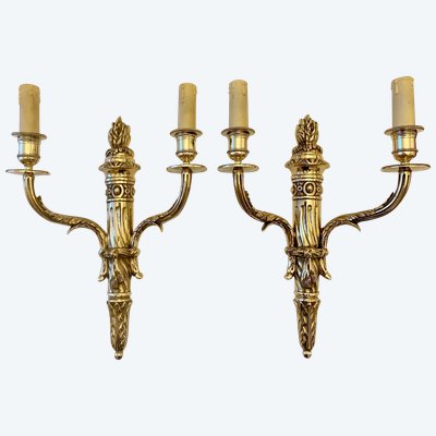 Paire d'appliques en bronze doré