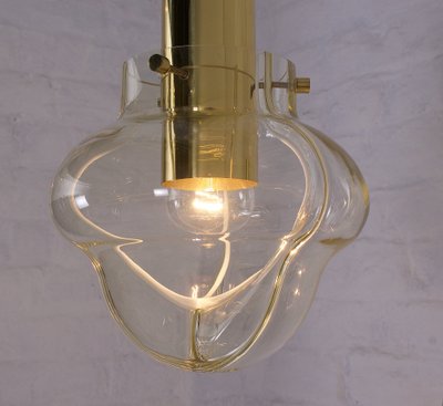 Venini amber three-globe pendant light