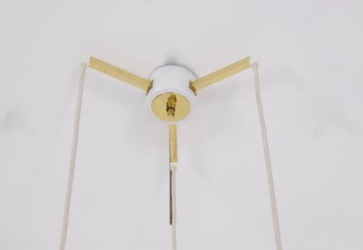 Venini amber three-globe pendant light