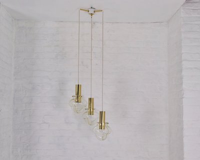 Venini amber three-globe pendant light