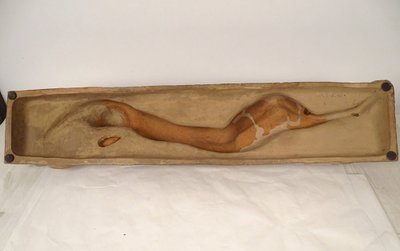 Grande scultura in terracotta Marcel Bouraine Donna nuda addormentata 90,5 cm XX secolo