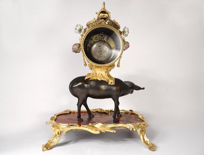 Louis XV Buffalo Clock Gilt Bronze Lacquered Wood Chinese Candelabra 18th Century