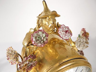 Louis XV Buffalo Clock Gilt Bronze Lacquered Wood Chinese Candelabra 18th Century