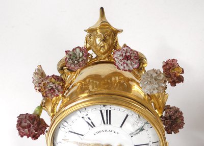 Louis XV Buffalo Clock Gilt Bronze Lacquered Wood Chinese Candelabra 18th Century