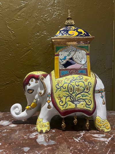 Box / elephant - Longwy - Jean Boggio - France - 20th century