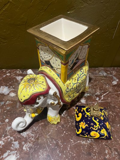 Box / elephant - Longwy - Jean Boggio - France - 20th century