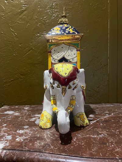 Box / elephant - Longwy - Jean Boggio - France - 20th century